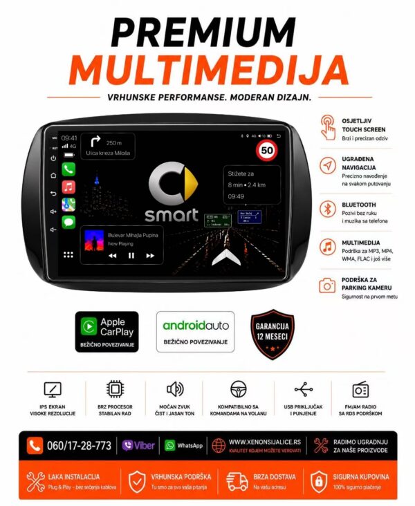 SMART NOVI TIP MULTIMEDIJA ANDROID,CAR PLAY NAVIGACIJA TOUCH SCREEN 10 INCA