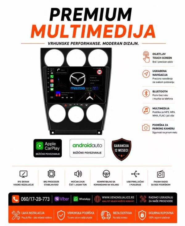 MAZDA 6 MULTIMEDIJA ANDROID,CAR PLAY NAVIGACIJA TOUCH SCREEN 10 INCA