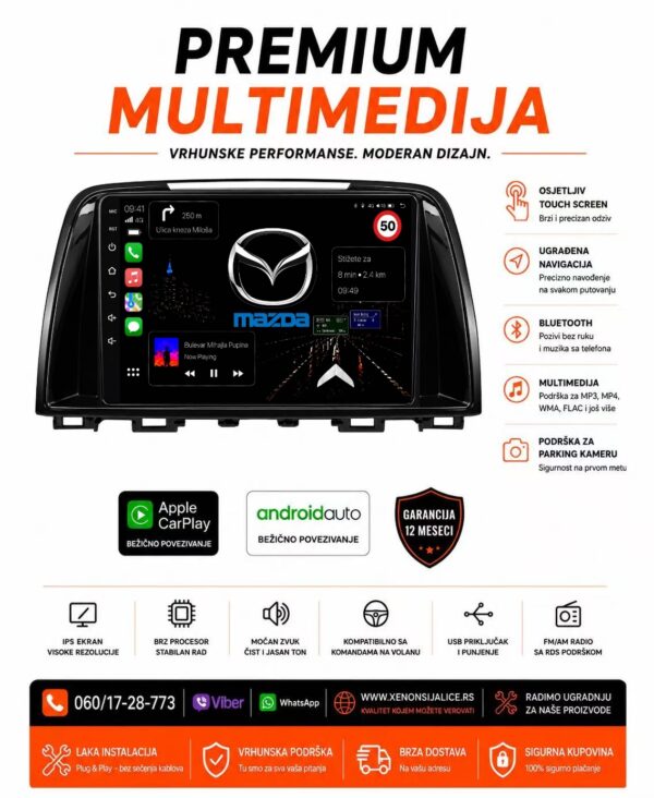 MAZDA CX5 MULTIMEDIJA ANDROID,CAR PLAY NAVIGACIJA TOUCH SCREEN 10 INCA