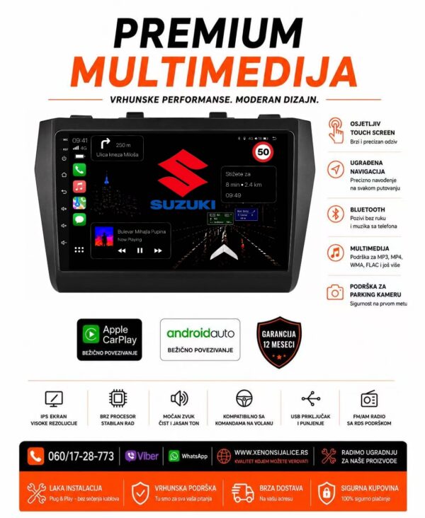 SUZUKI SWIFT NOVI TIP MULTIMEDIJA ANDROID,CAR PLAY NAVIGACIJA TOUCH SCREEN 10 INCA