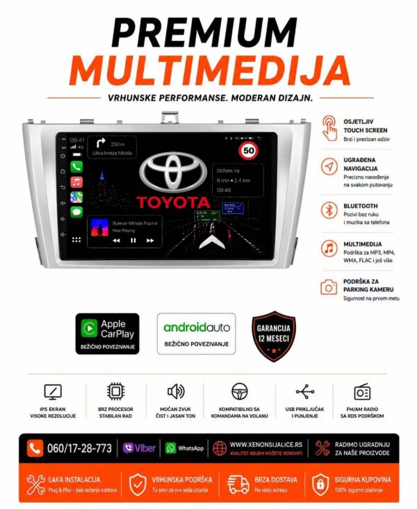 TOYOTA AVENSIS NOVI TIP MULTIMEDIJA ANDROID,CAR PLAY NAVIGACIJA TOUCH SCREEN 10 INCA