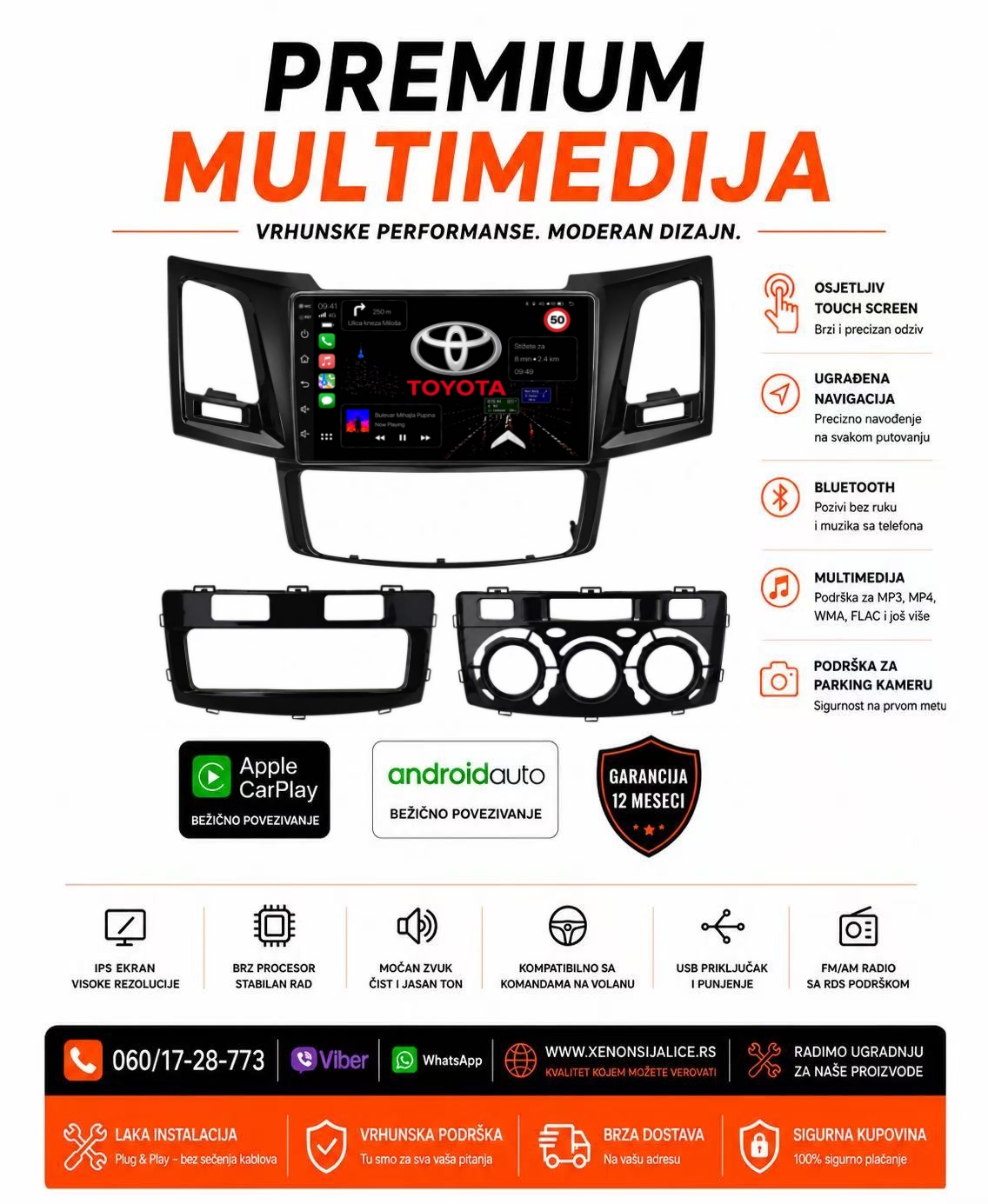 TOYOTA HILUX MULTIMEDIJA ANDROID,CAR PLAY NAVIGACIJA TOUCH SCREEN 10 INCA