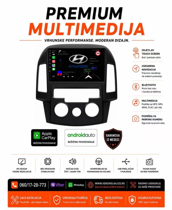 HYUNDAI I30 DIGITALNA KLIMA MULTIMEDIJA ANDROID,CAR PLAY NAVIGACIJA TOUCH SCREEN 10 INCA