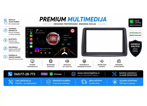 FIAT PANDA MULTIMEDIJA ANDROID,CAR PLAY NAVIGACIJA TOUCH SCREEN 7 INCA
