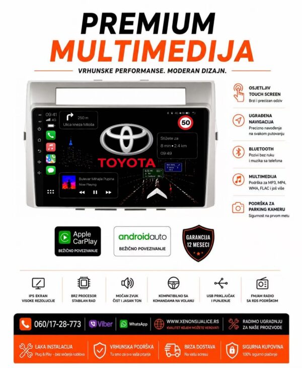 TOYOTA COROLLA VERSO MULTIMEDIJA ANDROID,CAR PLAY NAVIGACIJA TOUCH SCREEN 10 INCA