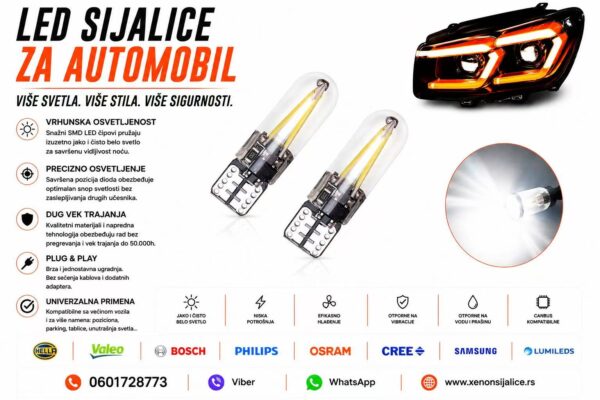 LED SIJALICE T10,W5W,UBODNE BELA BOJA SET 2 KOMADA