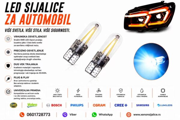LED SIJALICE T10,W5W,UBODNE PLAVA BOJA SET 2 KOMADA