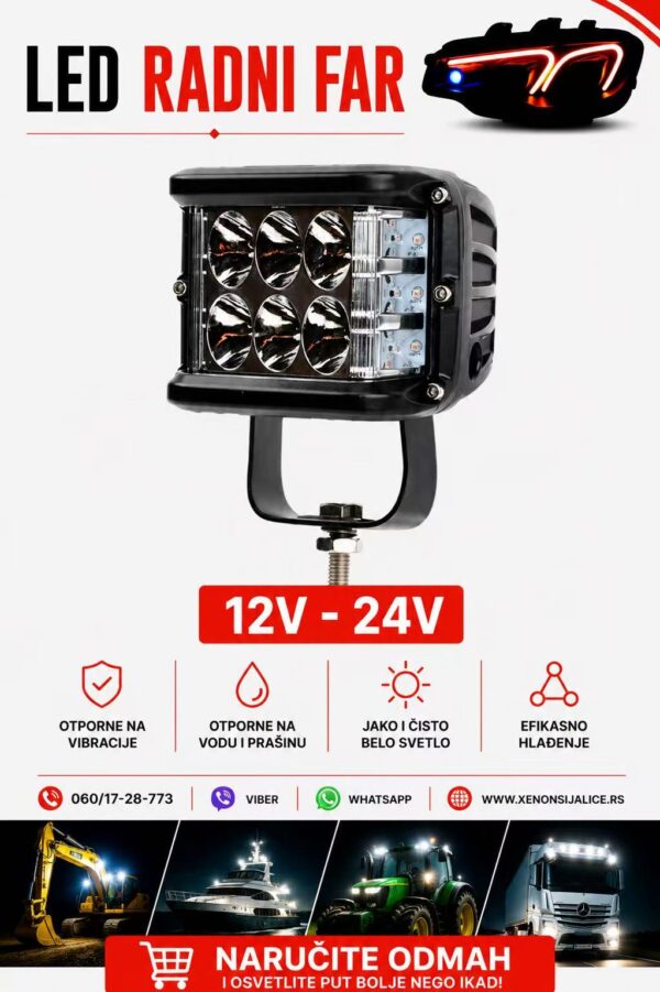LED FAR 10CM X 9CM 36W RADNI FAR WORKING LIGHT RADNO SVETLO