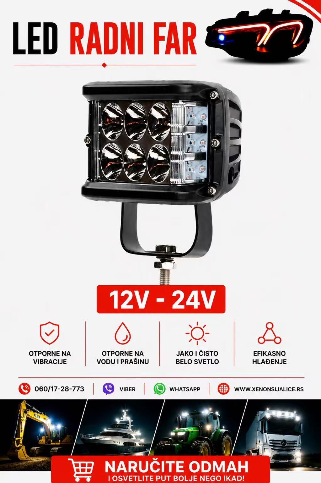 LED FAR 10CM X 9CM 36W RADNI FAR WORKING LIGHT RADNO SVETLO