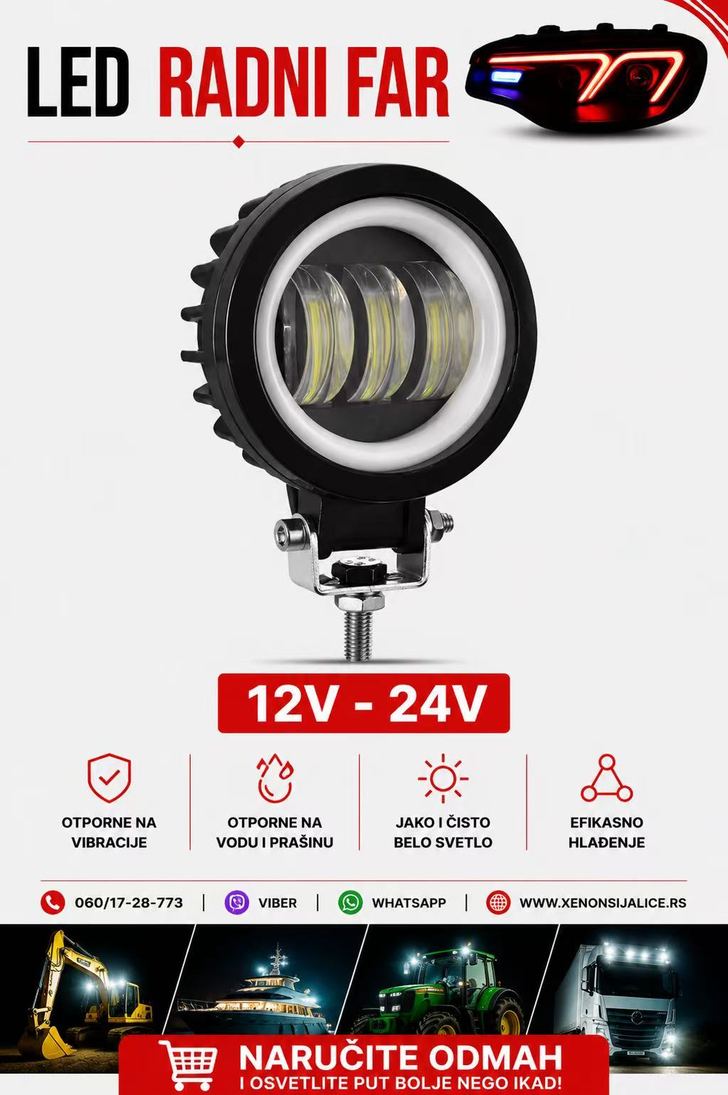 LED FAR 9CM 30W RADNI FAR WORKING LIGHT RADNO SVETLO