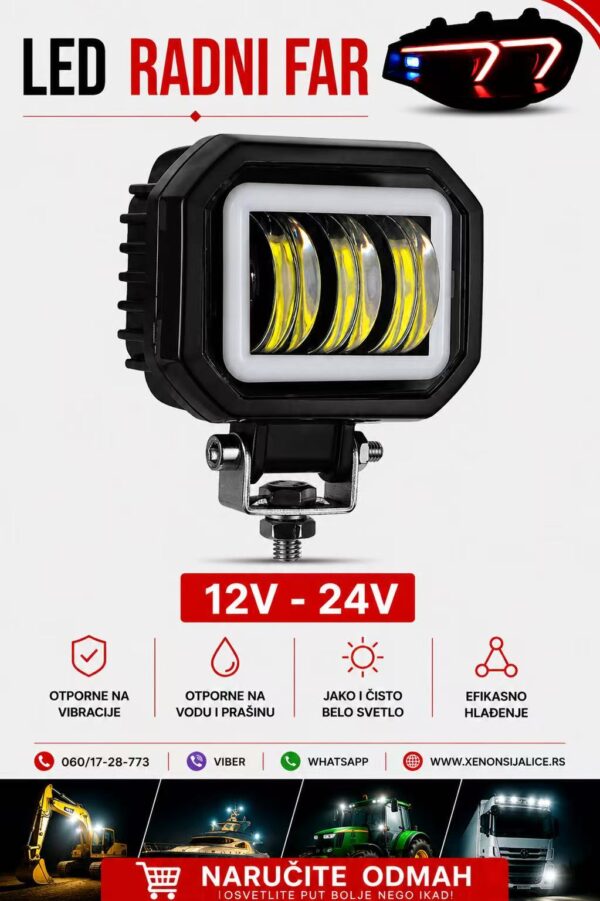 LED FAR 7CM X 9CM 30W RADNI FAR WORKING LIGHT RADNO SVETLO