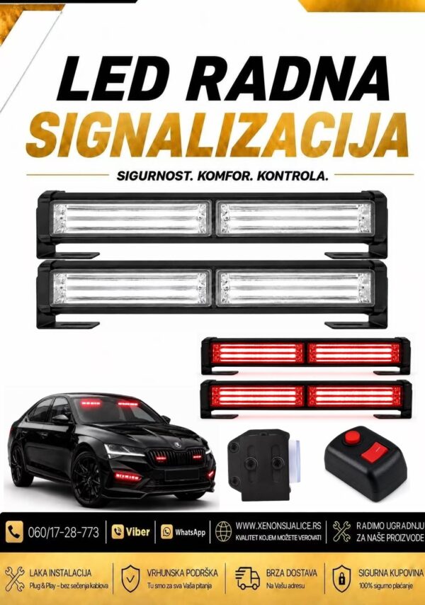 BLINKERI UGRADNI SET 32cm X 4cm CRVENI 12v/24v