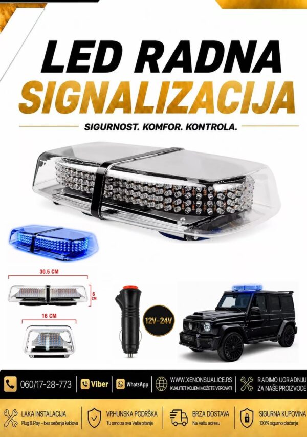 LED ROTACIJA NA MAGNET 30,5cm X 16cm PLAVA 12v/24v