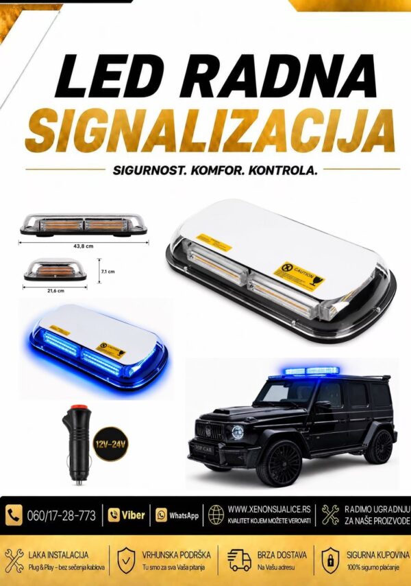 LED ROTACIJA NA MAGNET 43,8cm X 21,6cm PLAVA 12v/24v