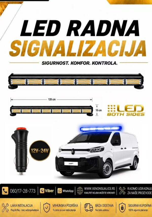 LED ROTACIJA NA MAGNET/SRAFLJENJE OBOSTRANA 120cm X 10cm PLAVA 12v/24v