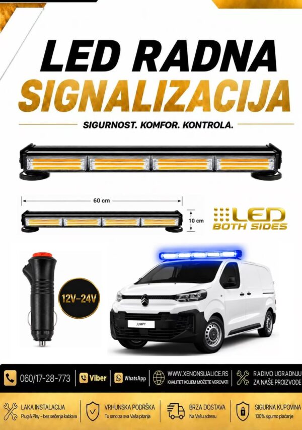LED ROTACIJA NA MAGNET/SRAFLJENJE OBOSTRANA 60cm X 10cm PLAVA 12v/24v