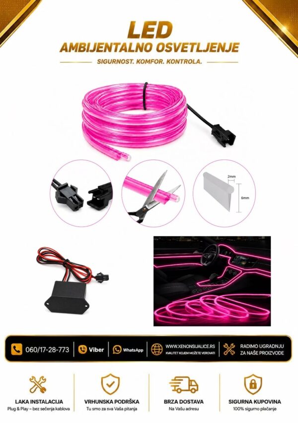 LED AMBIJENTALNA TRAKA 2M ROZA