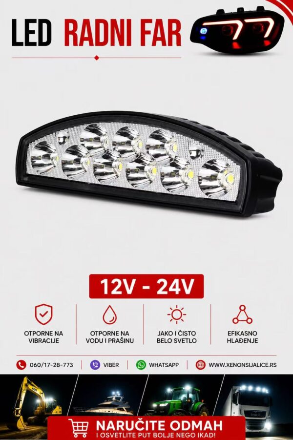 LED FAR 15CM X 5CM 27W RADNI FAR WORKING LIGHT RADNO SVETLO