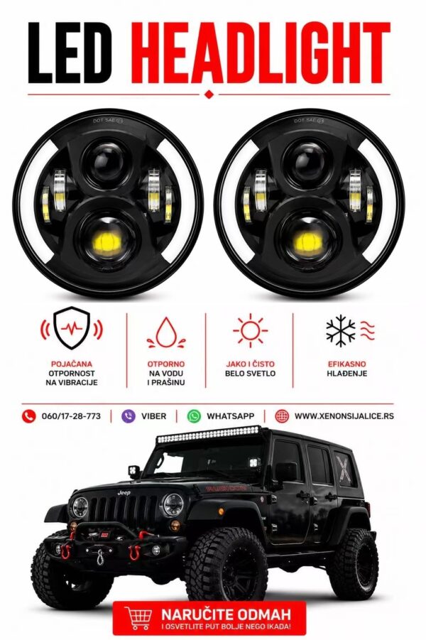 LED FAROVI UNIVERZALNI 7 INCA 18CM 2 X 60W