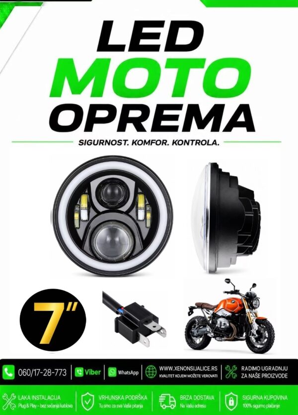 UNIVERZALNI LED FAR ZA MOTORE 7 INCA 18CM 50W LED MOTO FAR