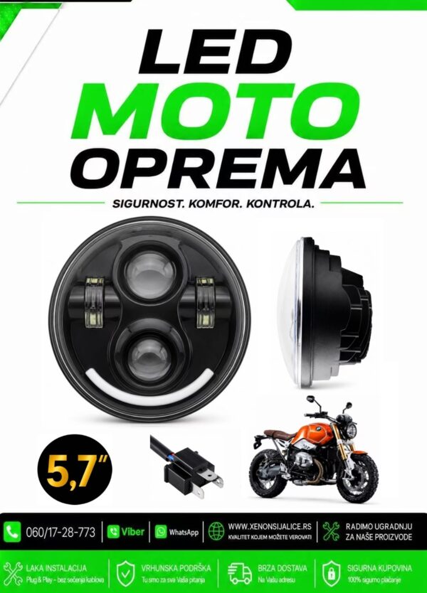 UNIVERZALNI LED FAR ZA MOTORE 5,7 INCA 15CM 50W LED MOTO FAR