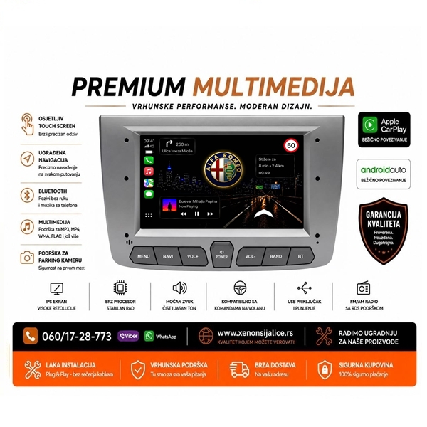 ALFA ROMEO MITO MULTIMEDIJA ANDROID,CAR PLAY NAVIGACIJA TOUCH SCREEN 7 INCA