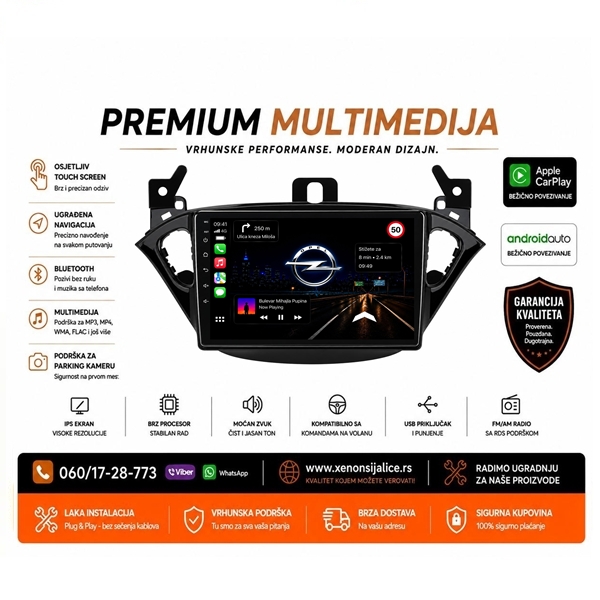 OPEL CORSA E MULTIMEDIJA ANDROID,CAR PLAY NAVIGACIJA TOUCH SCREEN 10 INCA