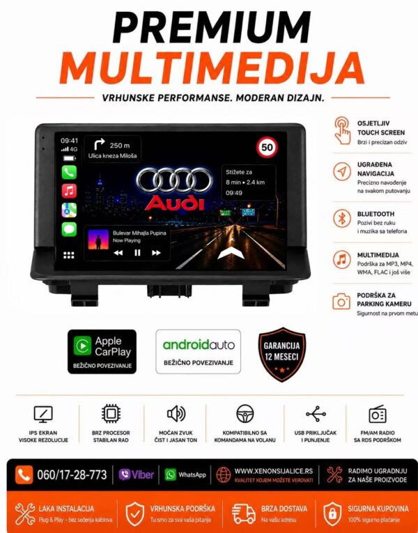 AUDI Q3 ANDROID,CAR PLAY MULTIMEDIJA NAVIGACIJA TOUCH SCREEN 10 INCA