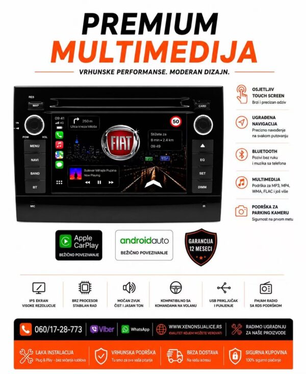 FIAT DUCATO MULTIMEDIJA ANDROID,CAR PLAY NAVIGACIJA TOUCH SCREEN 10 INCA