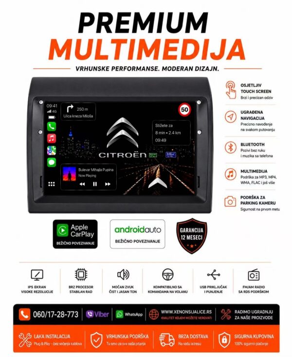 CITROEN JUMPER MULTIMEDIJA ANDROID,CAR PLAY NAVIGACIJA TOUCH SCREEN 10 INCA