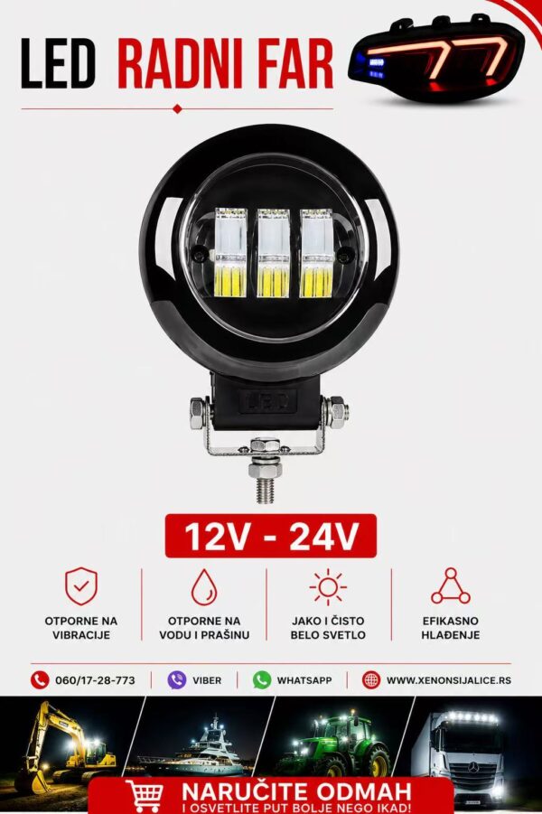 LED FAR 11CM 30W RADNI FAR WORKING LIGHT RADNO SVETLO