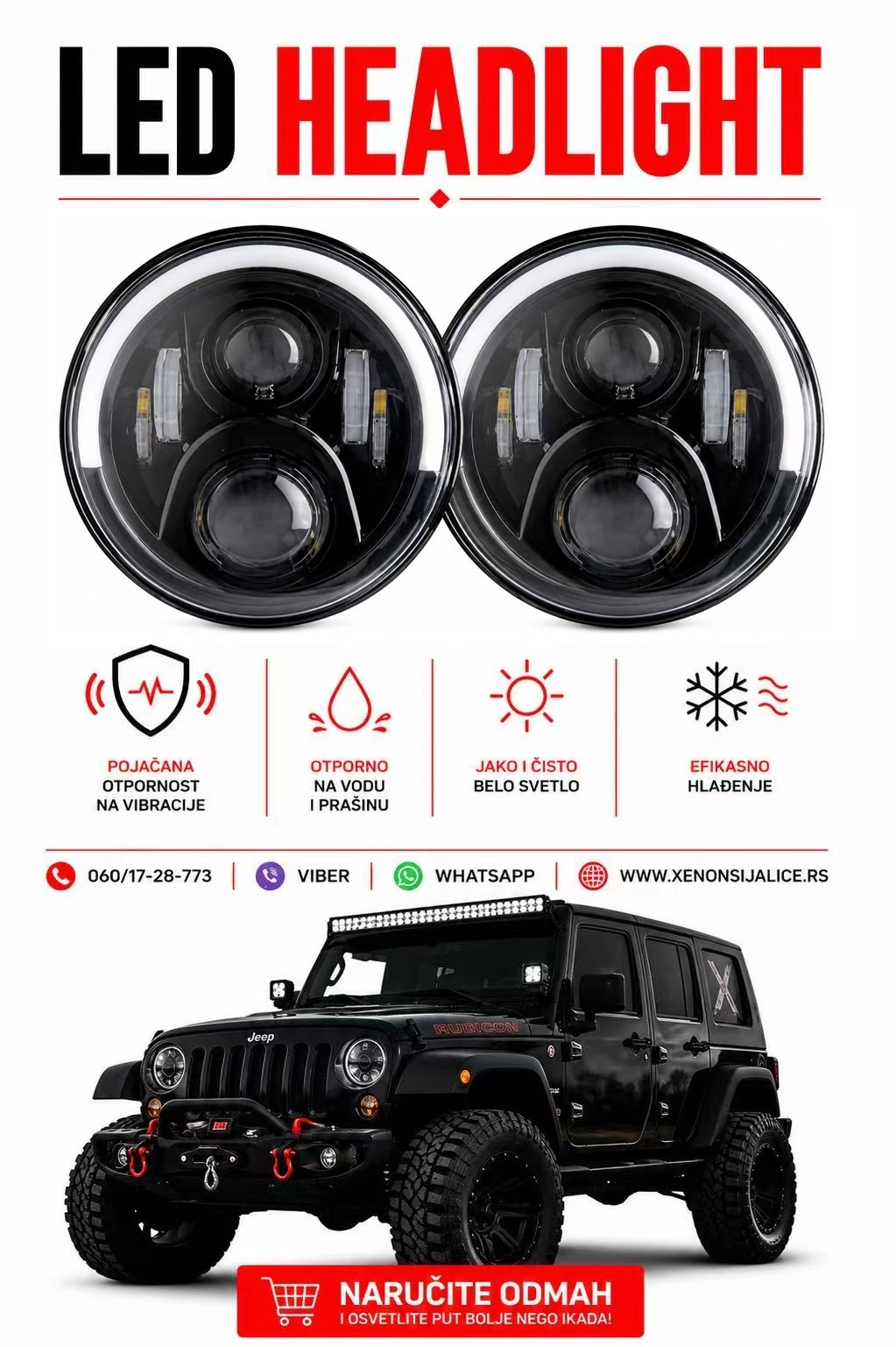 LED FAROVI UNIVERZALNI 7 INCA 18CM 2 X 60W