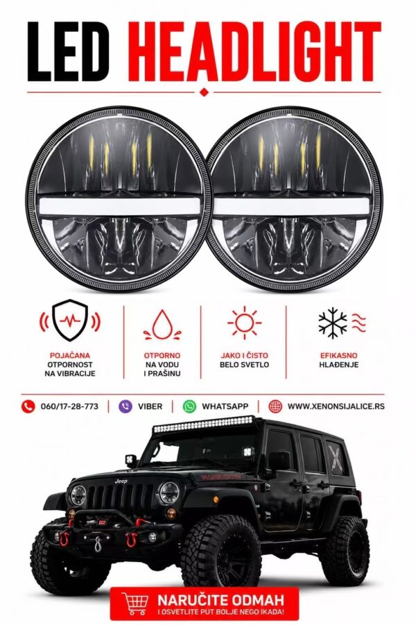 LED FAROVI UNIVERZALNI 7 INCA 18CM 2 X 60W