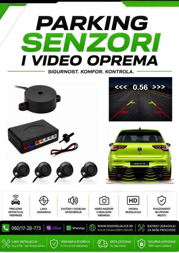 CRNI VIDEO PARKING SENZORI PRIKAZ NA MULTIMEDIJI