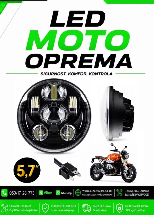 UNIVERZALNI LED FAR ZA MOTORE 5,7 INCA 15CM 50W LED MOTO FAR