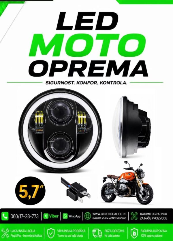 UNIVERZALNI LED FAR ZA MOTORE 5,7 INCA 15CM 50W LED MOTO FAR