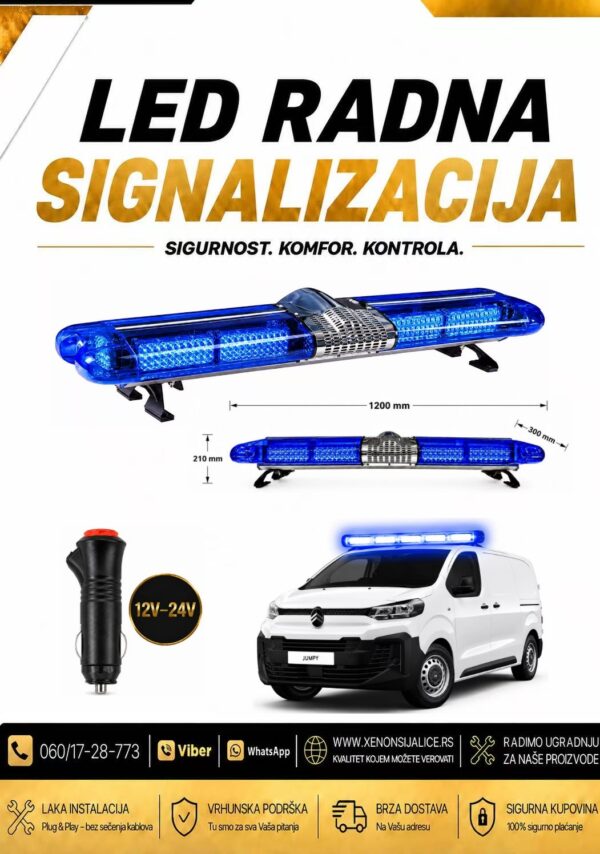 LED ROTACIJA NA MAGNET/SRAFLJENJE 360 STEPENI 120cm X 30cm PLAVA 12v/24v