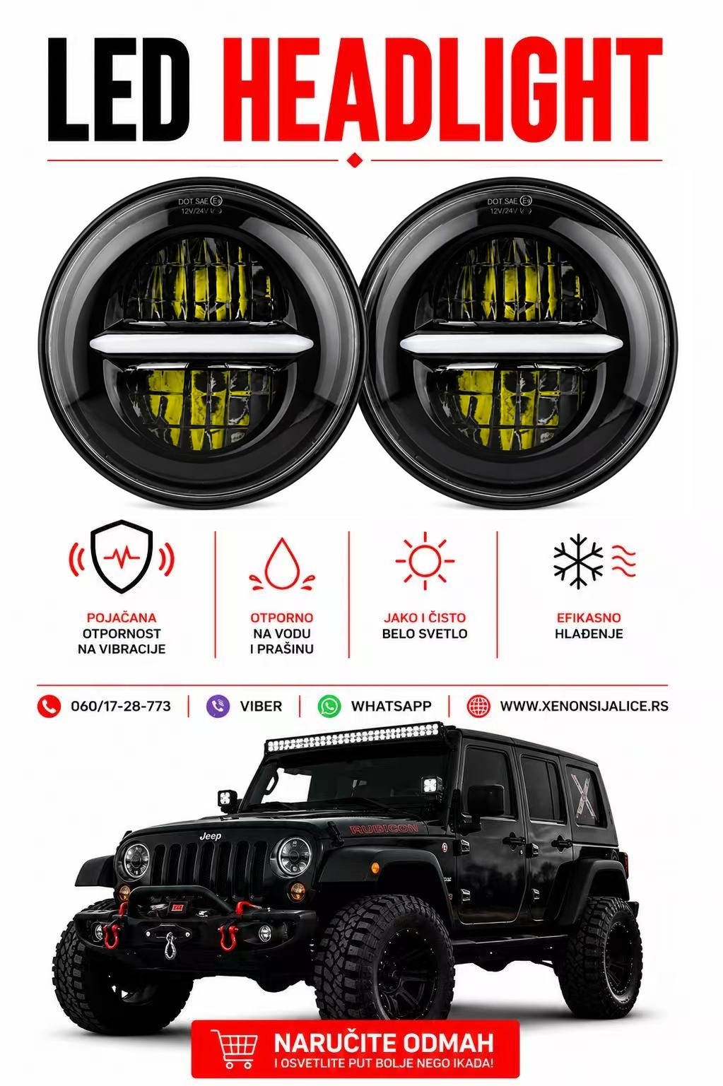 LED FAROVI UNIVERZALNI 7 INCA 18CM 2 X 60W