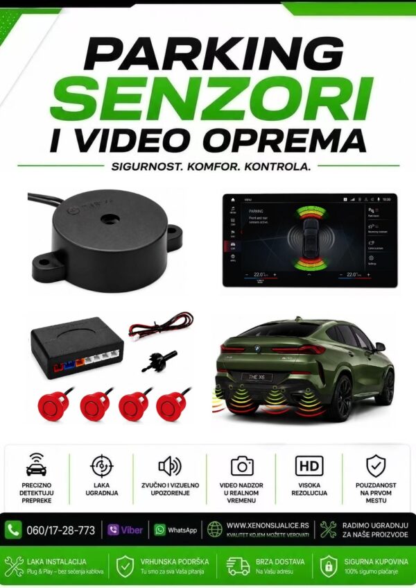 CRVENI VIDEO PARKING SENZORI PRIKAZ NA MULTIMEDIJI