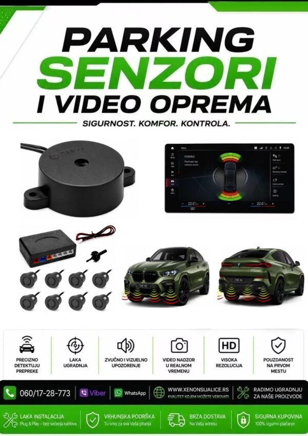 CRNI VIDEO PARKING SENZORI PRIKAZ NA MULTIMEDIJI
