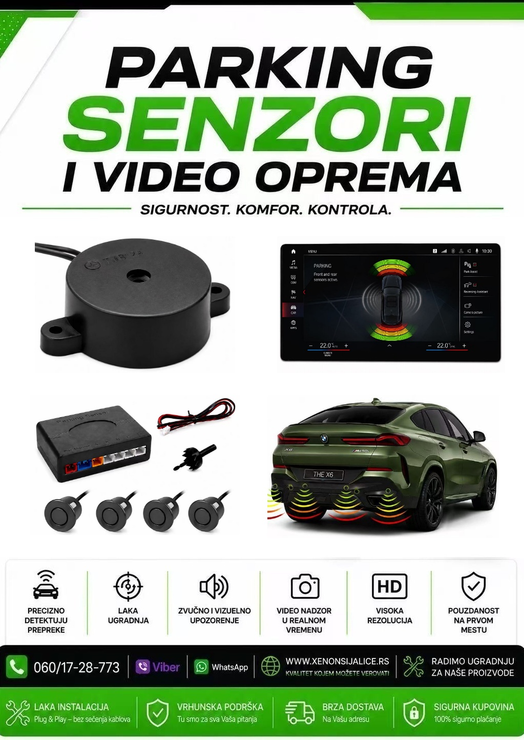 CRNI VIDEO PARKING SENZORI PRIKAZ NA MULTIMEDIJI