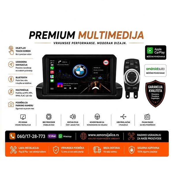 BMW 3 E90 E91 E92 ANDROID,CAR PLAY MULTIMEDIJA NAVIGACIJA TOUCH SCREEN 10 INCA
