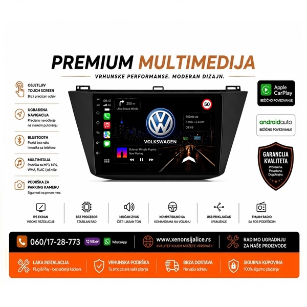 VW TIGUAN MULTIMEDIJA NAVIGACIJA TOUCH SCREEN 10 INCA ANDROID,CAR PLAY