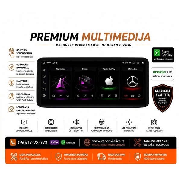 MERCEDES C KLASA W 205 MULTIMEDIJA ANDROID,CAR PLAY NAVIGACIJA TOUCH SCREEN 10 INCA
