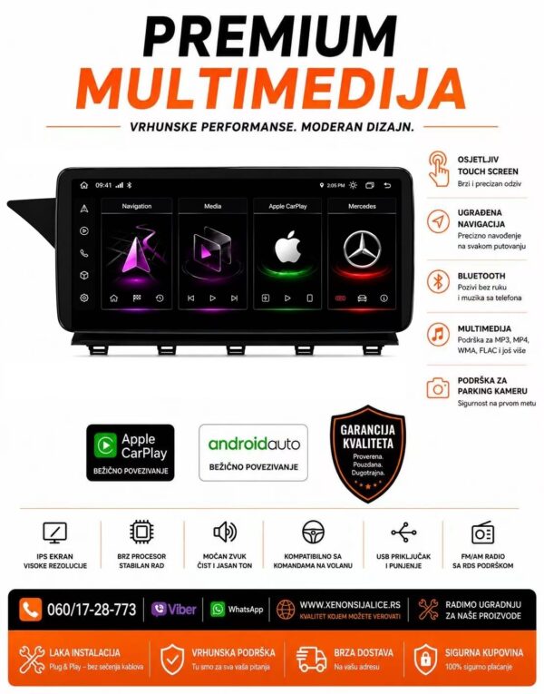 MERCEDES GLK MULTIMEDIJA ANDROID,CAR PLAY NAVIGACIJA TOUCH SCREEN 10 INCA
