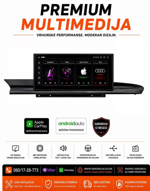 AUDI A6 ANDROID,CAR PLAY MULTIMEDIJA NAVIGACIJA TOUCH SCREEN 10 INCA