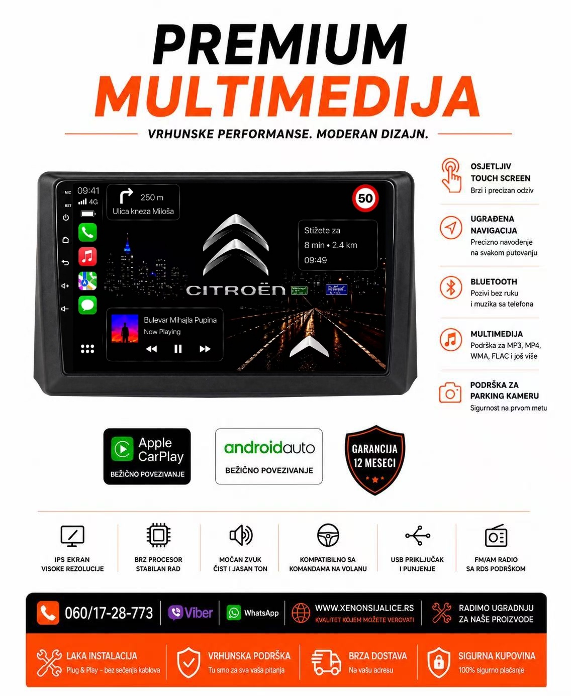 CITROEN C5 MULTIMEDIJA ANDROID,CAR PLAY NAVIGACIJA TOUCH SCREEN 10 INCA