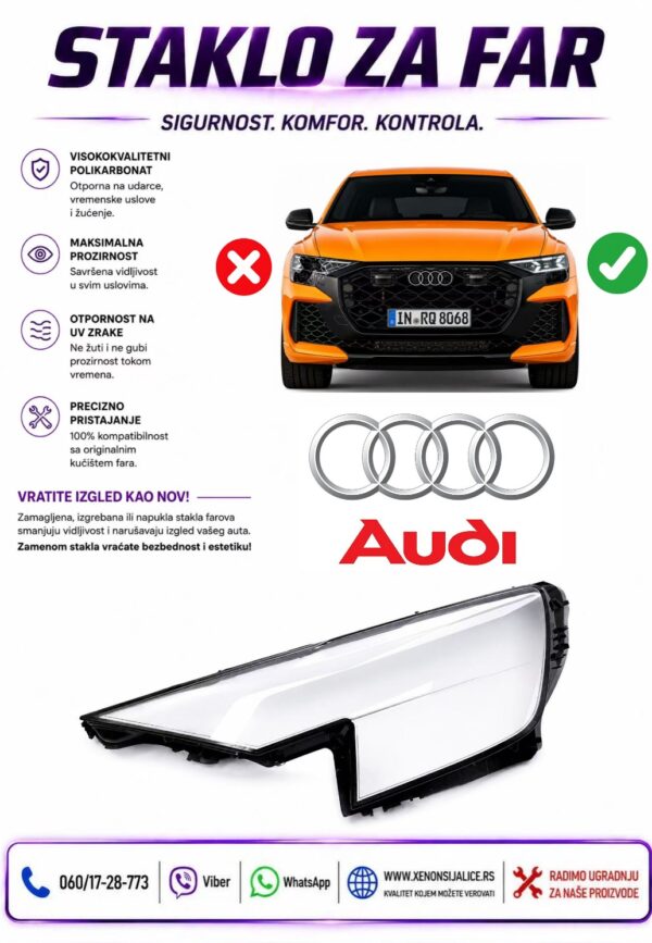 STAKLO FARA AUDI Q8 18-24 STAKLO ZA FAR