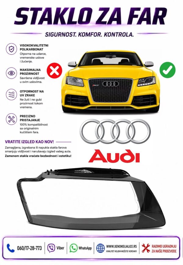 STAKLO FARA AUDI A5 07-12 STAKLO ZA FAR