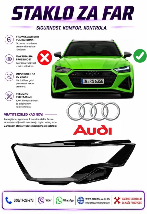 STAKLO FARA AUDI A6 C8 18-24 STAKLO ZA FAR
